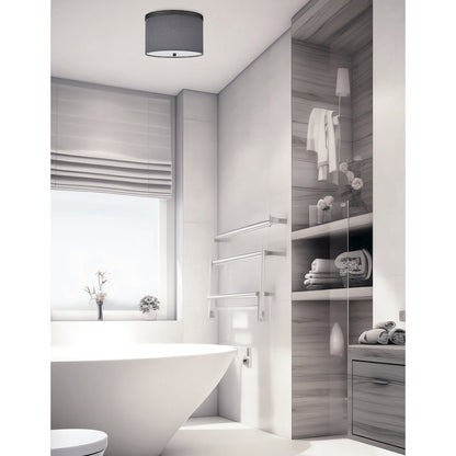 2 Light Flush Mount Matte Black with Grey Shade