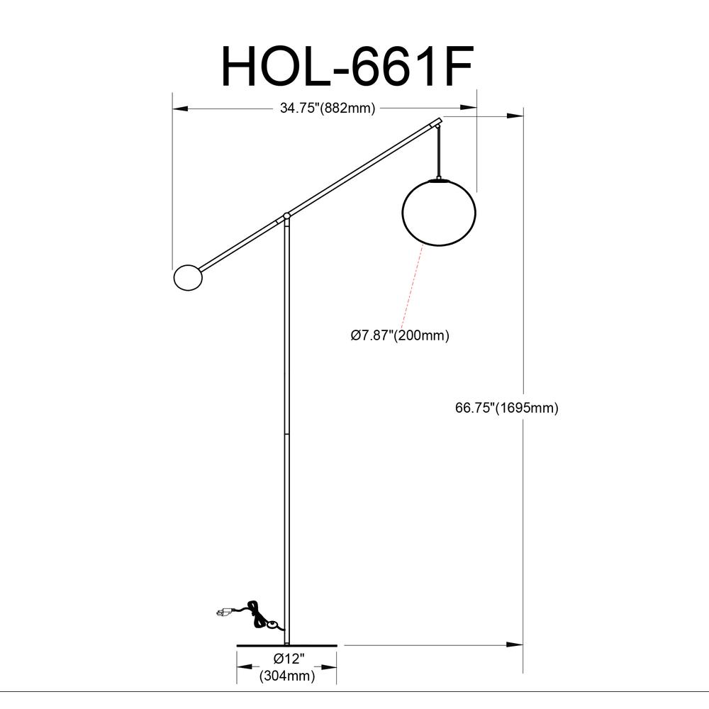 1LT Incandescent Floor Lamp, AGB, Opal Glass