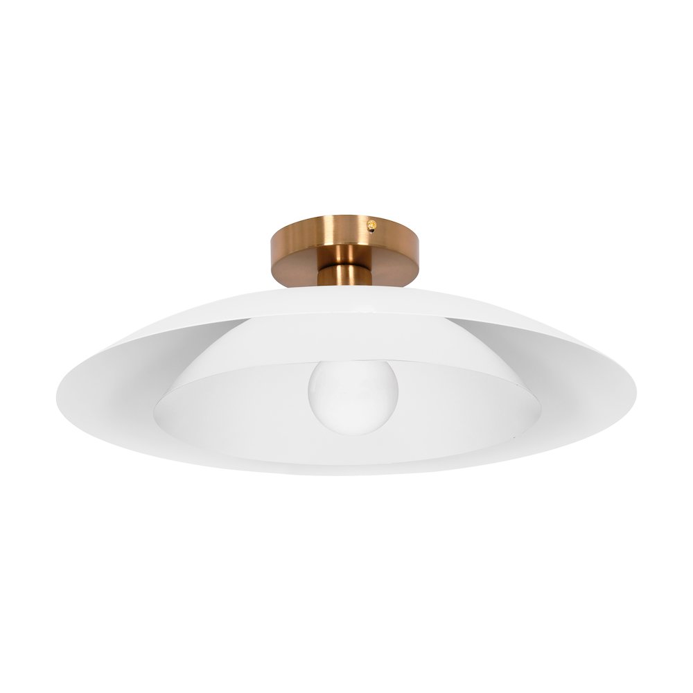 1 Light Semi-Flush Mount in Aged Brass w/ Matte White Metal Shade