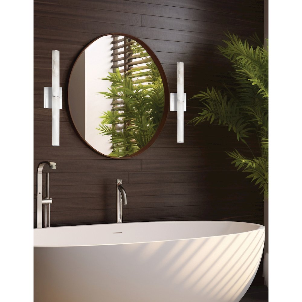 20W Polished Chrome Wall Sconce w/ Alabaster Diffuser