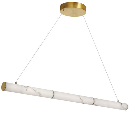 30W Aged Brass Horizontal Pendant w/ Alabaster Diffuser
