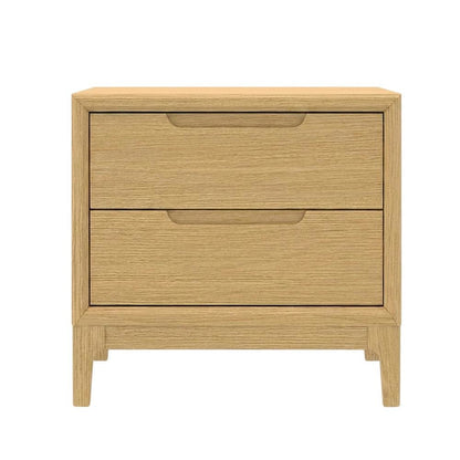 Light Oak Modern Nightstand with Drawer and Mindi Solid Wood Construction