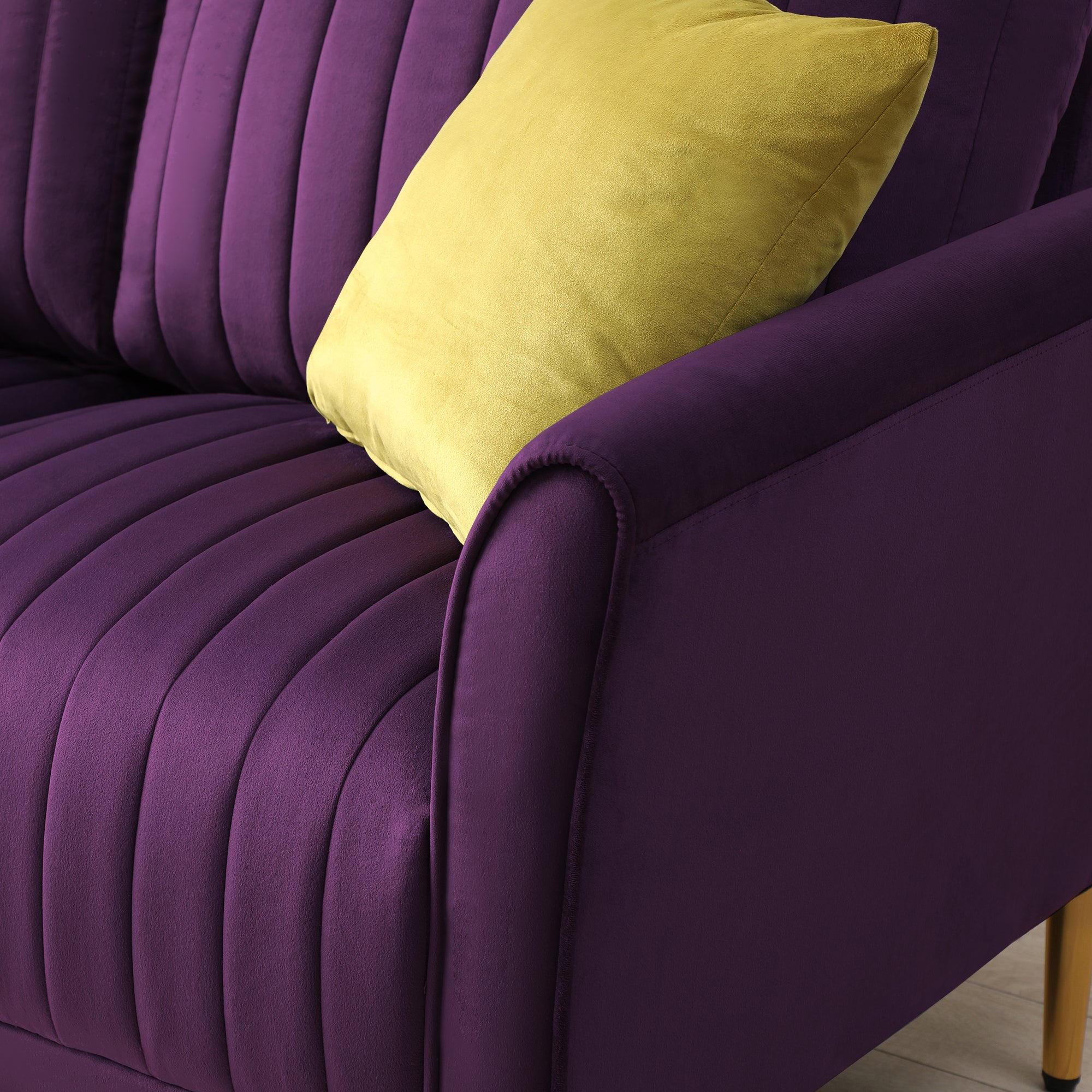 Living Room Sofa Velvet Upholstered Couch Furniture for Home or Office 3-Seat,Purple