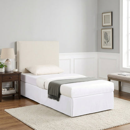 Ivory Upholstered Twin Panel Headboard, Polyester Fabric, Transitional Design