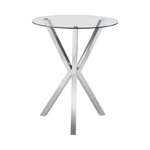 Sleek Chrome Round Bar Table with Clear Glass Top for Elegant Entertaining