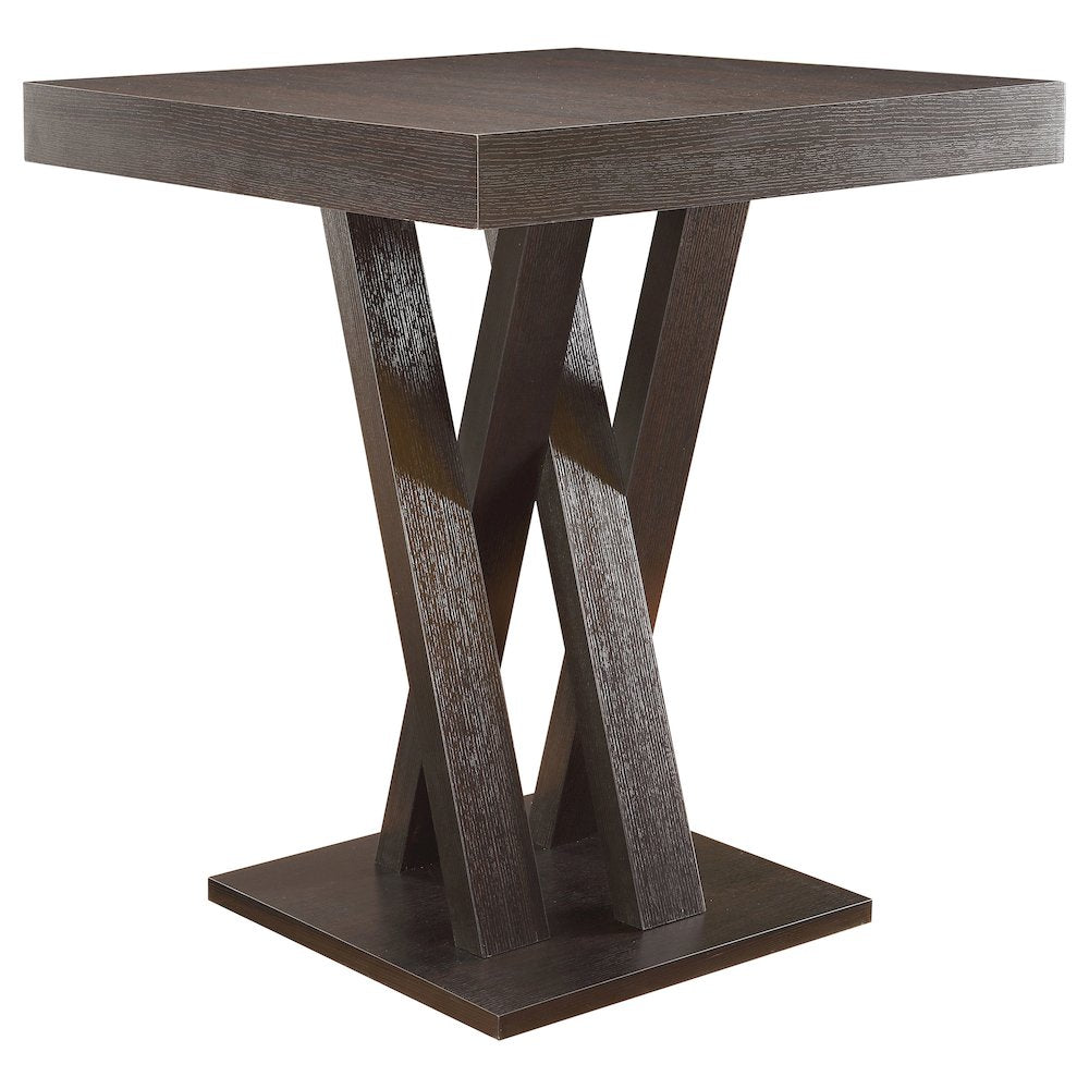Square Bistro Pub Table – High Cocktail Bar Table in Brown Finish
