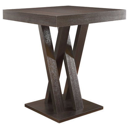 Square Bistro Pub Table – High Cocktail Bar Table in Brown Finish