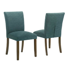 Polyester Upholstered Dining Side Chair, Teal Blue, Set of 2