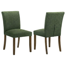 Polyester Upholstered Dining Side Chairs with Wood Legs, Green, Set of 2