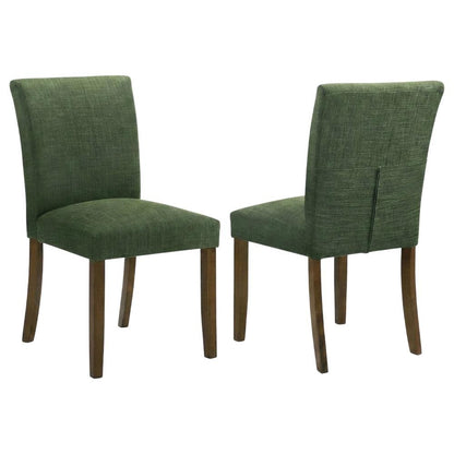 Polyester Upholstered Dining Side Chairs with Wood Legs, Green, Set of 2