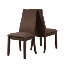Polyester Upholstered Farmhouse Dining Chair with Espresso Legs, Set of 2