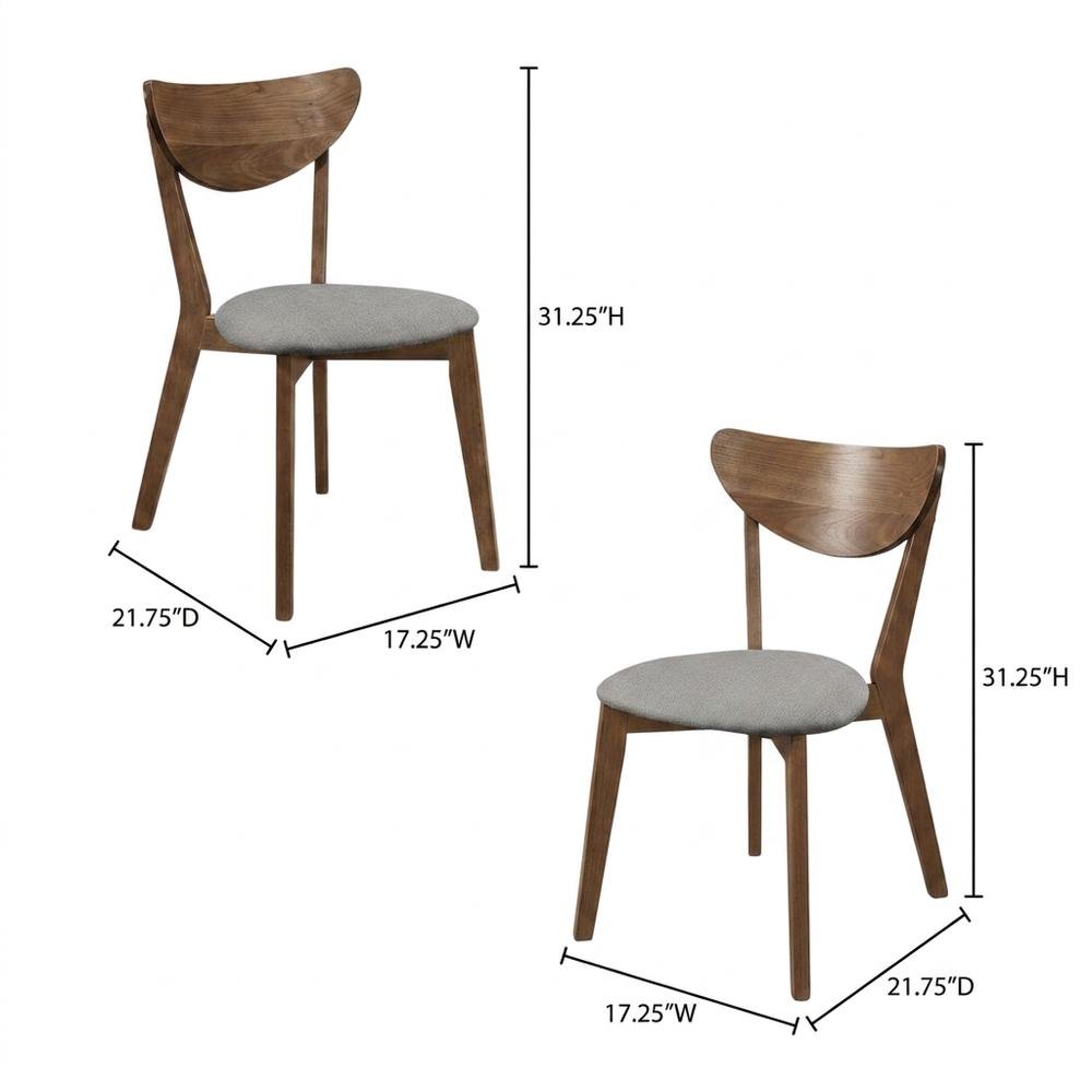 Polyester-Upholstered Mid-Century Modern Dining Chairs with Walnut Wood,Set of 2
