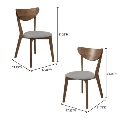 Polyester-Upholstered Mid-Century Modern Dining Chairs with Walnut Wood,Set of 2