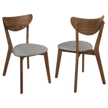 Polyester-Upholstered Mid-Century Modern Dining Chairs with Walnut Wood,Set of 2