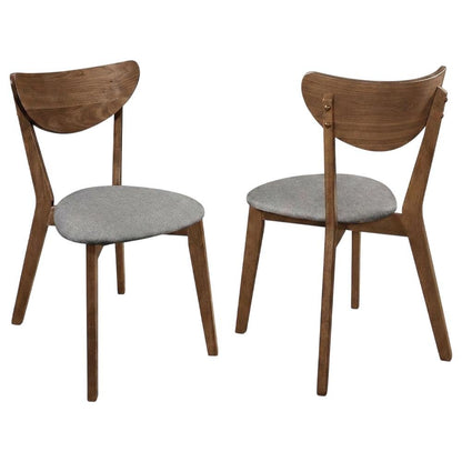 Polyester-Upholstered Mid-Century Modern Dining Chairs with Walnut Wood,Set of 2