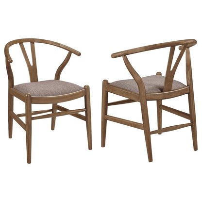 Wooden Dining Side Chairs Set of 2 in Walnut, Fabric & Foam Upholstered