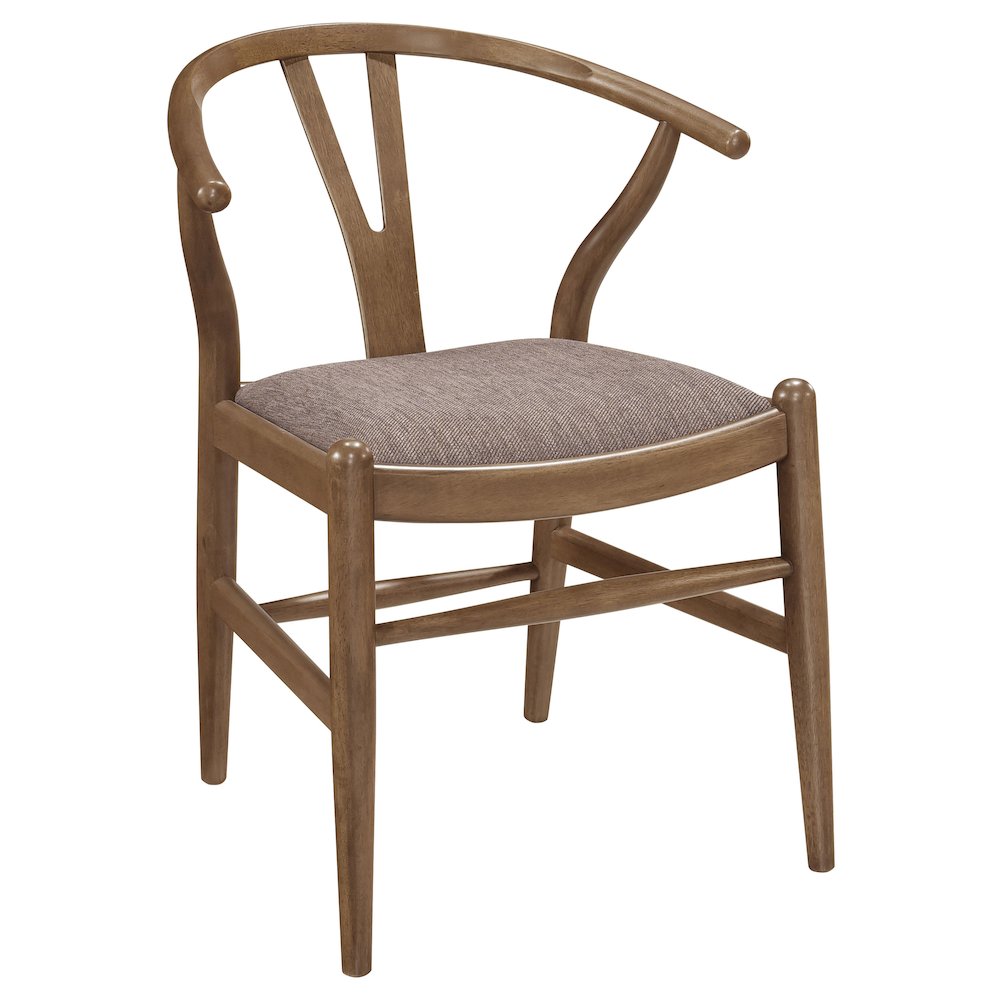 Wooden Dining Side Chairs Set of 2 in Walnut, Fabric & Foam Upholstered