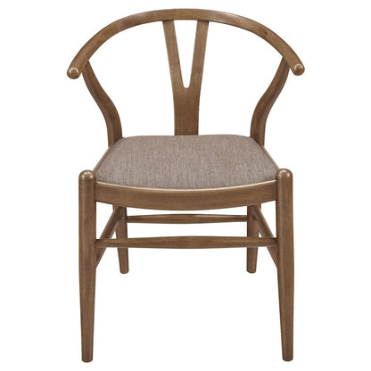 Wooden Dining Side Chairs Set of 2 in Walnut, Fabric & Foam Upholstered