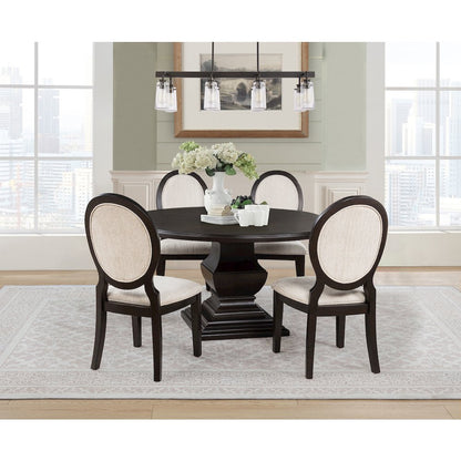 Twyla 5-piece Round Wood Dining Room Table Set Dark Cocoa