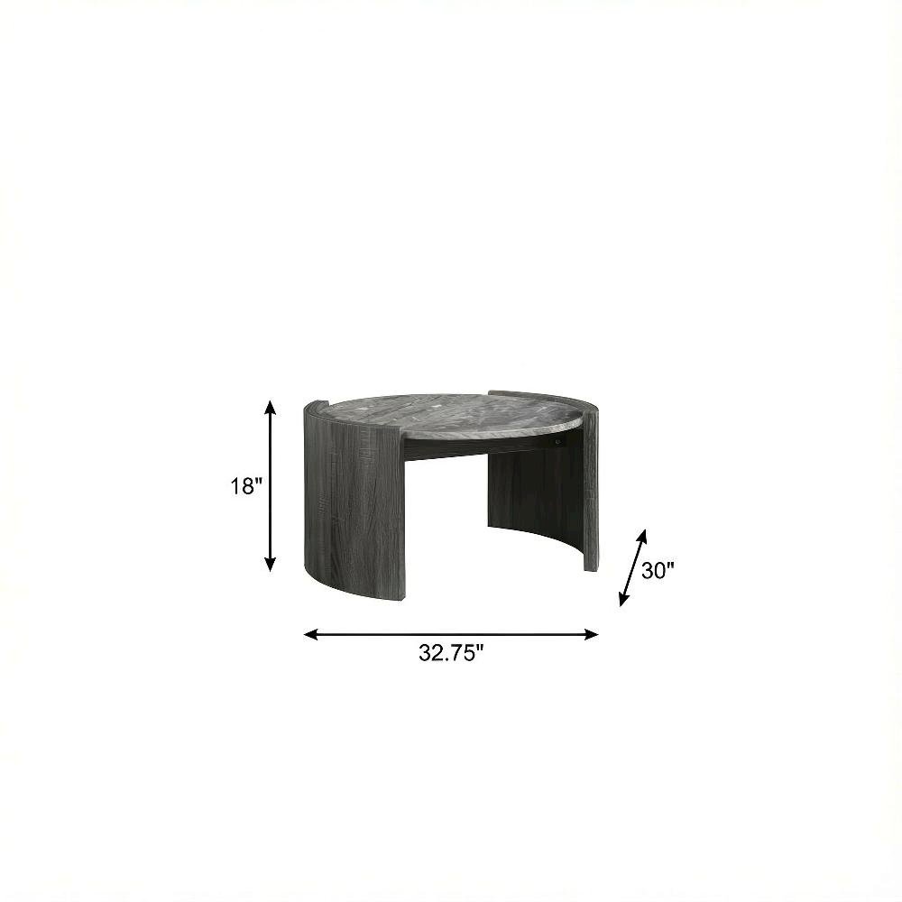 Distressed Grey 3-Piece Round Coffee and End Table Set with Contemporary Design