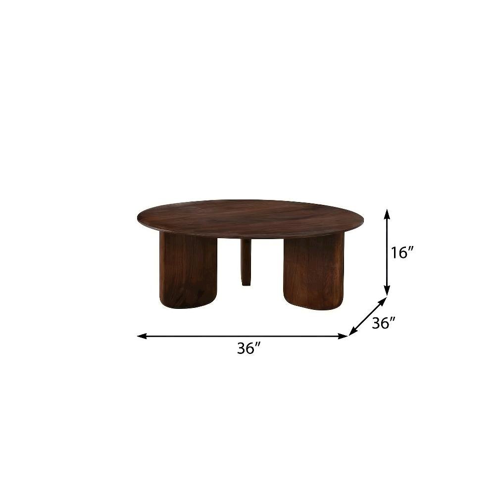 3-Piece Solid Wood Round Coffee and End Table Set Mid-Century Modern Design