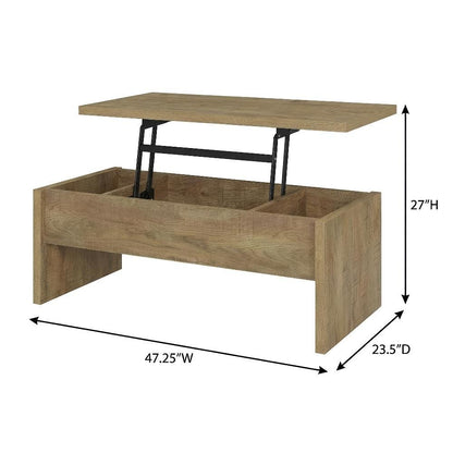 Rustic Brown 3-Piece Lift-Top Coffee Table Set with Rectangular Design
