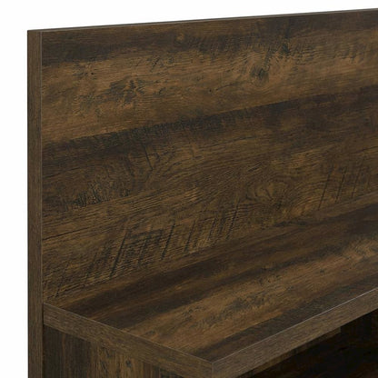 Dark Pine Full Headboard with Bookcase Storage and Adjustable Levelers