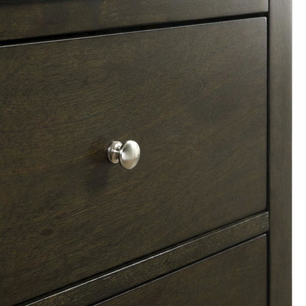 Dark Cocoa Nightstand with Transitional Style and Brushed Nickel Finish