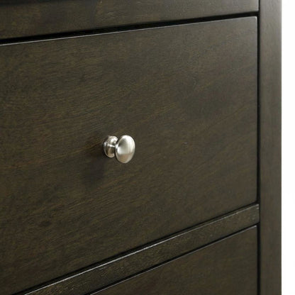 Dark Cocoa Nightstand with Transitional Style and Brushed Nickel Finish