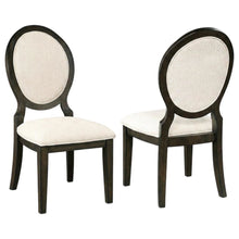 Oval Back Upholstered Wood Transitional Dining Side Chair, Set of 2