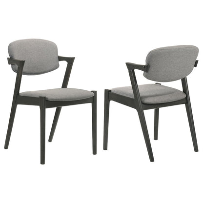 Stevie Padded Wood Dining Arm Chair Black (Set of 2)