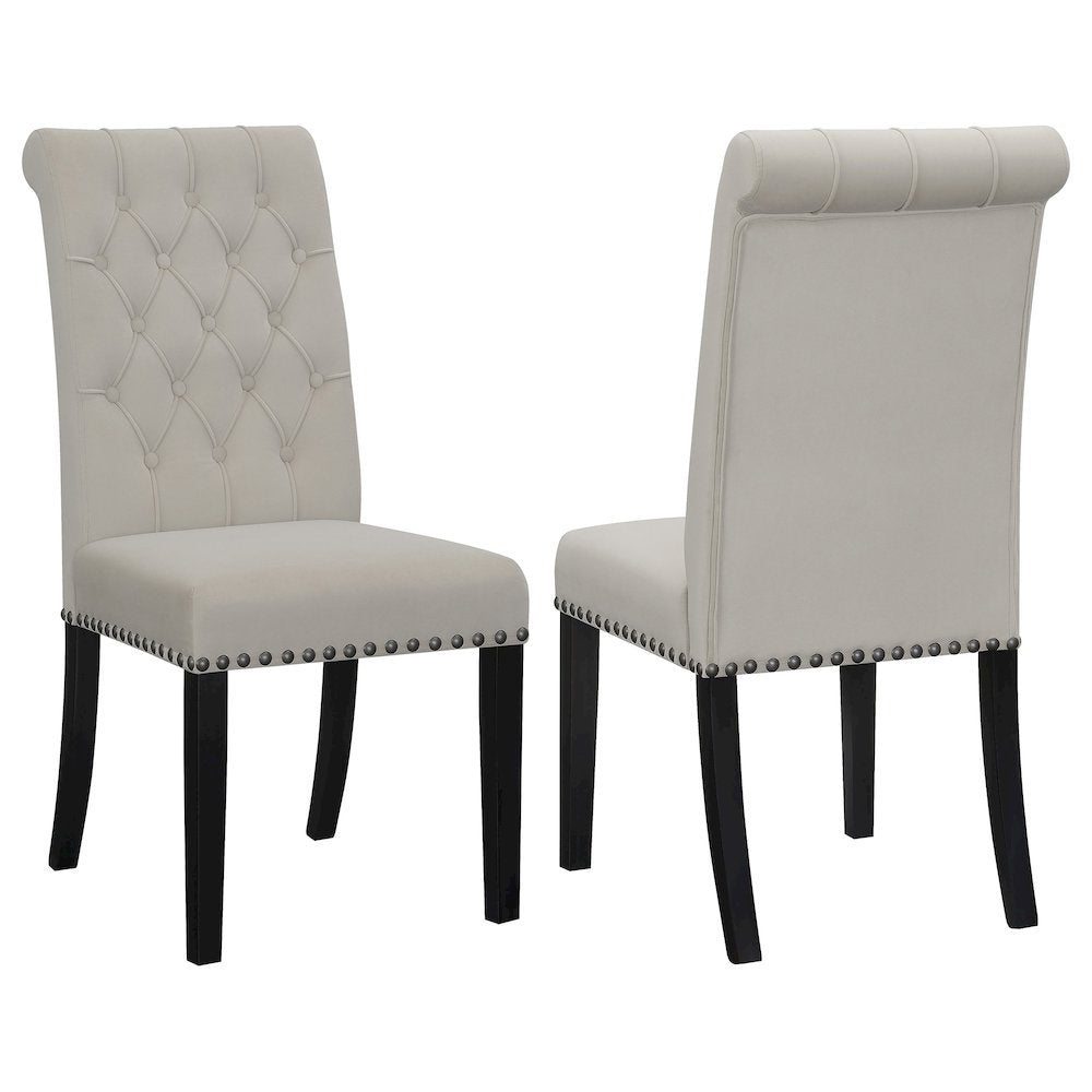 Elegant Upholstered Dining Chairs – High Back Armless Chair Set of 2