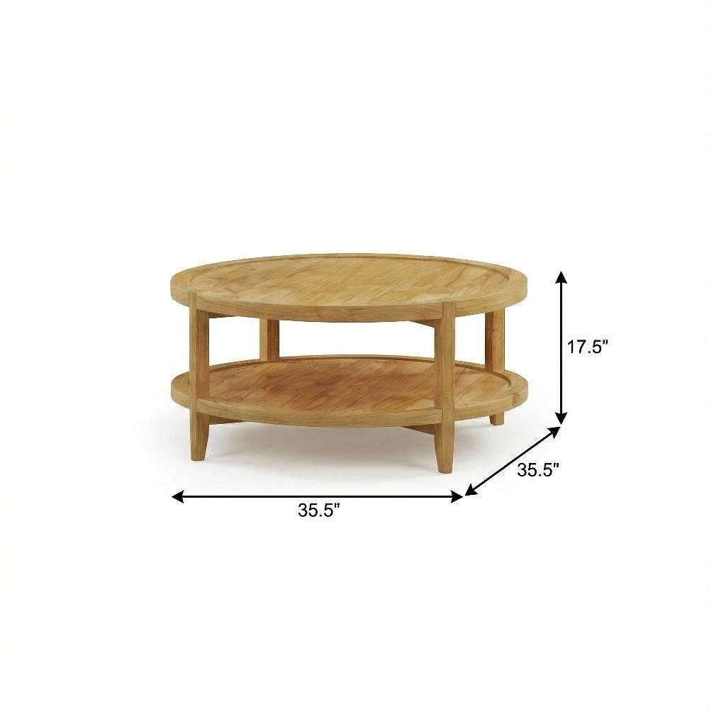 3-Piece Round Coffee and End Table Set Maple Finish with Transitional Style