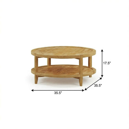 3-Piece Round Coffee and End Table Set Maple Finish with Transitional Style