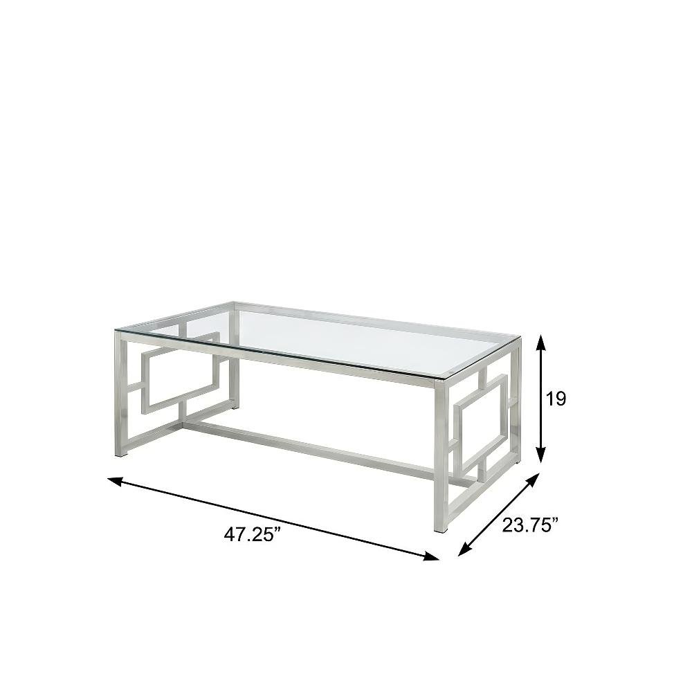 3-Piece Nickel Rectangular Coffee and End Table Set with Plastic Glide