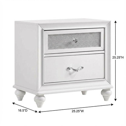 White Modern Nightstand with Chrome Finish, Sleek Design and Durable Build