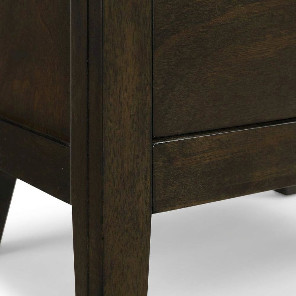Dark Cocoa Nightstand with Transitional Style and Brushed Nickel Finish