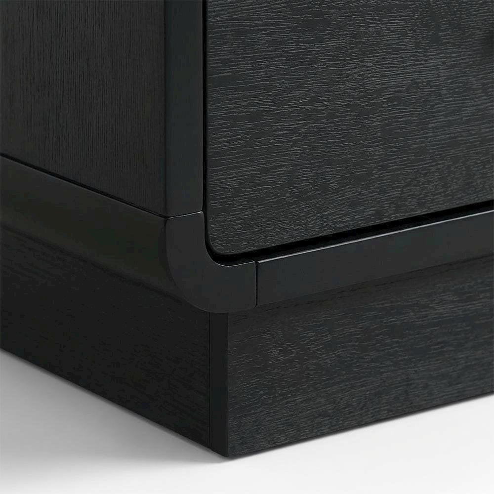 Black Nightstand Bedside Table with Brass Finish and Modern Design