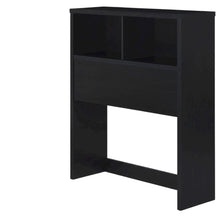 Twin Headboard Black with Bookcase Storage and Plastic Glide Levelers