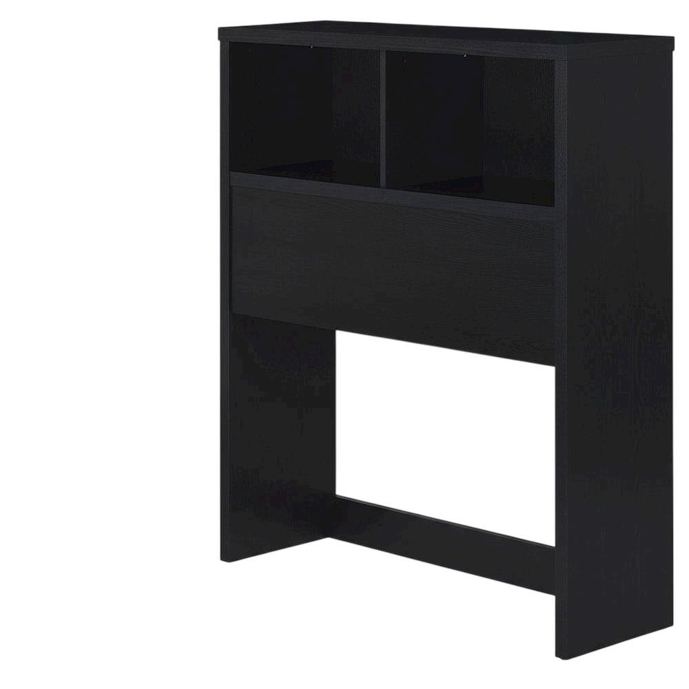 Twin Headboard Black with Bookcase Storage and Plastic Glide Levelers