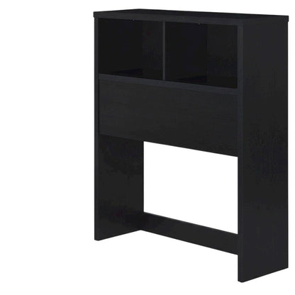 Twin Headboard Black with Bookcase Storage and Plastic Glide Levelers