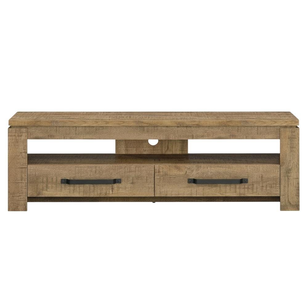 TV stand, 2 drawers, engineered wood, rubberwood solids & walnut veneers