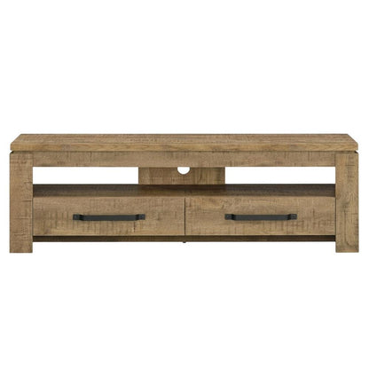 TV stand, 2 drawers, engineered wood, rubberwood solids & walnut veneers