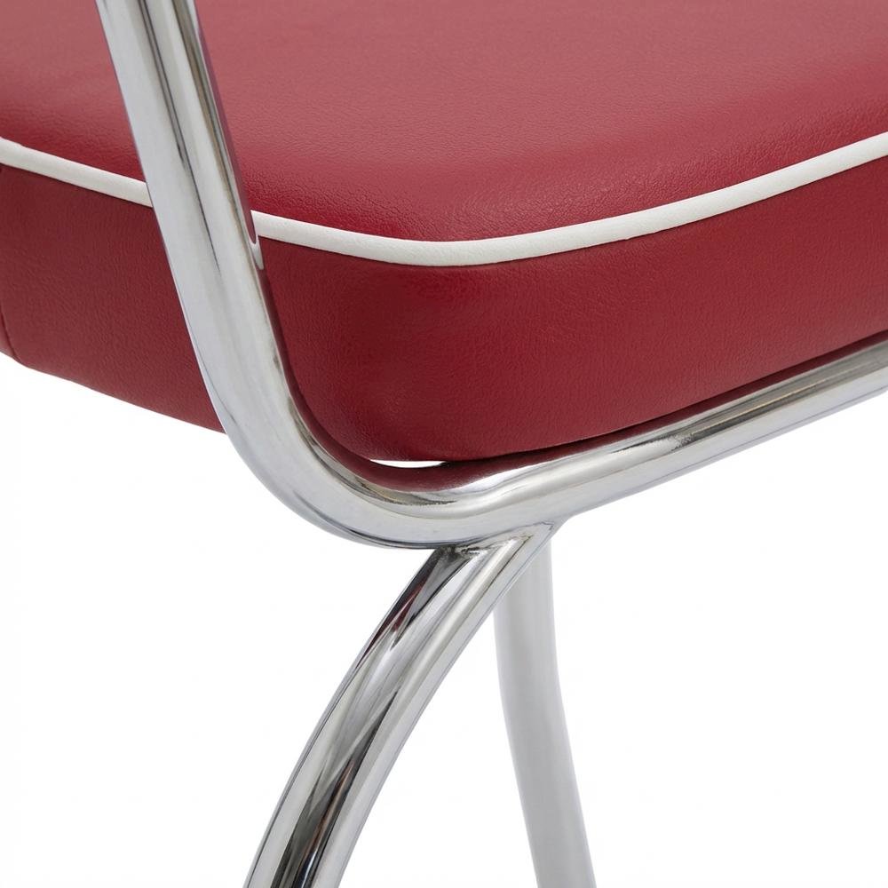 Set of 2 Upholstered Dining Chairs in Red with Chrome Legs for Dining