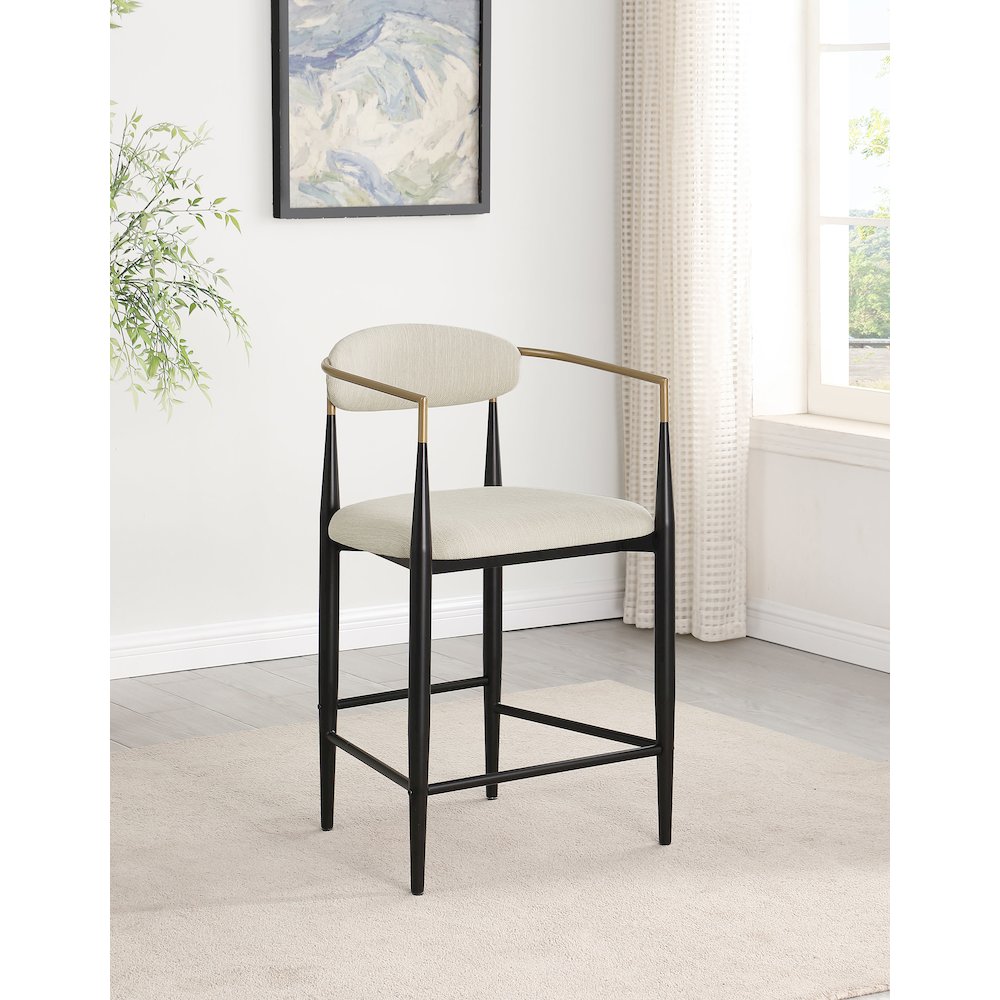 Tina Fabric Upholstered Counter Chair Beige (Set of 2)