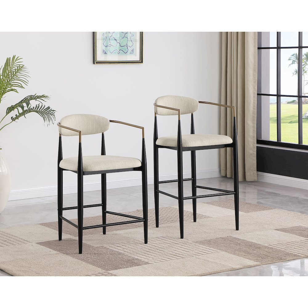 Tina Fabric Upholstered Counter Chair Beige (Set of 2)