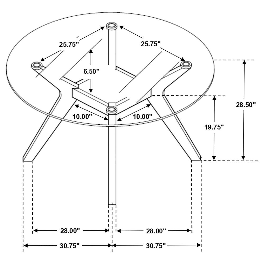 Sophisticated Round Dining Table with Clear Glass Top and Nutmeg Wood Base