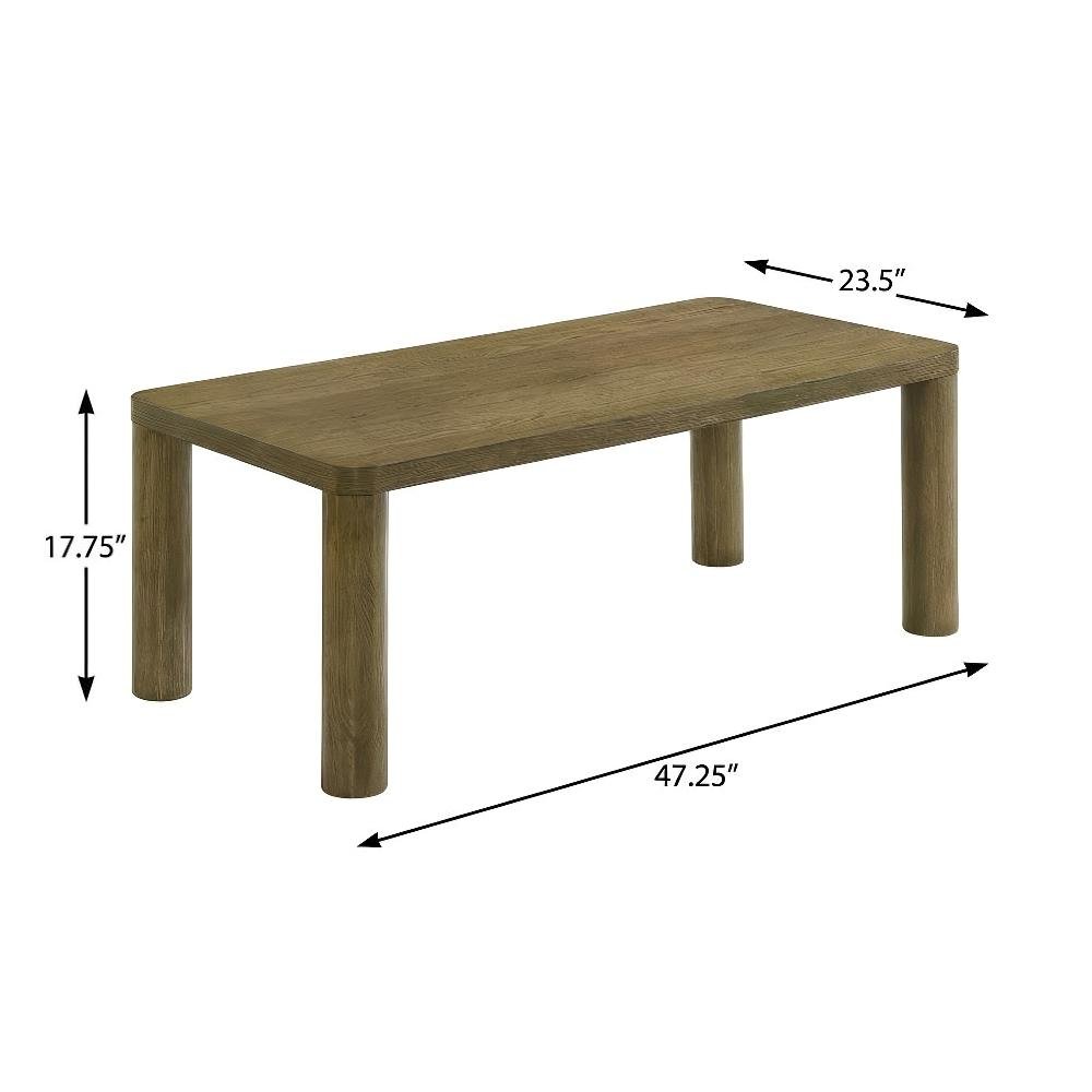 Brown Oak 2-Piece Coffee Table Set with Rectangular Coffee and End Table