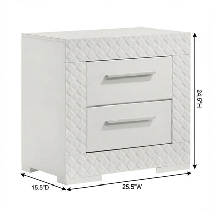 White Nightstand with Chrome Finish and Contemporary Style