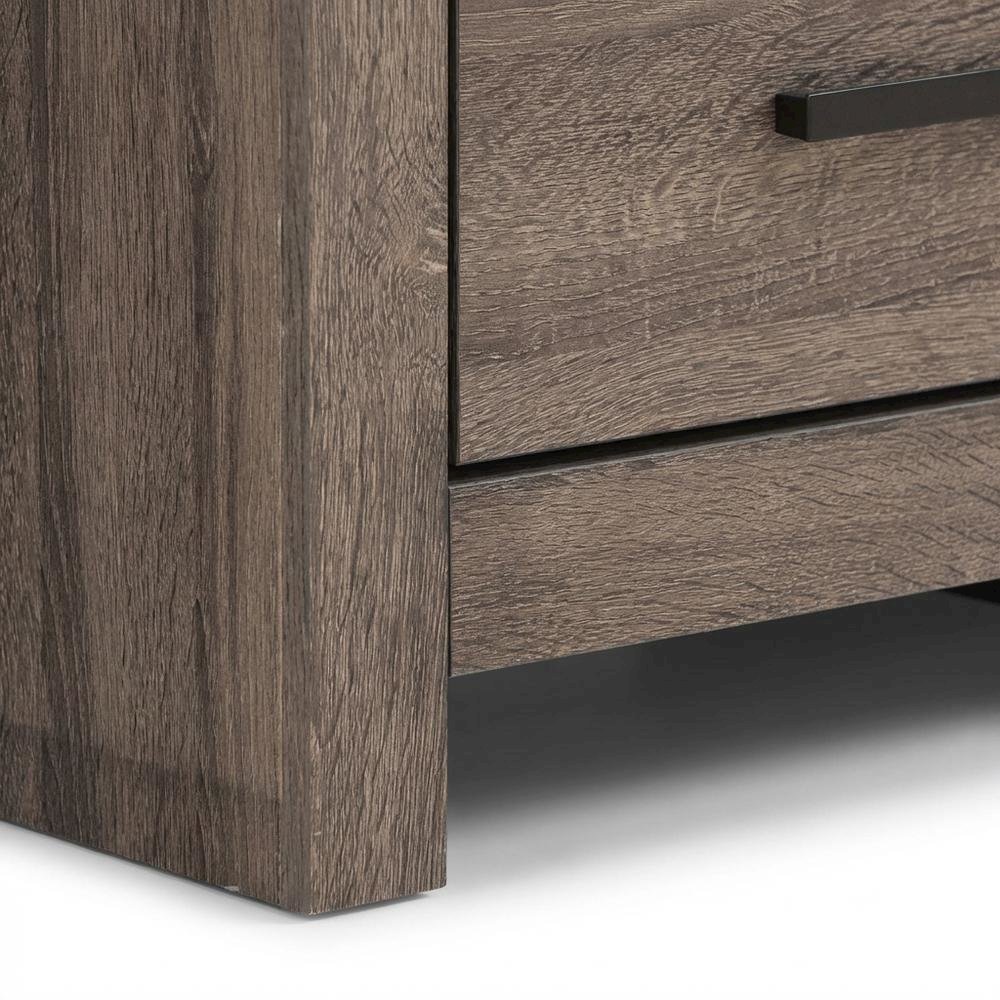 Dark Bronze Matte Nightstand in Farmhouse Style with 2 Drawers